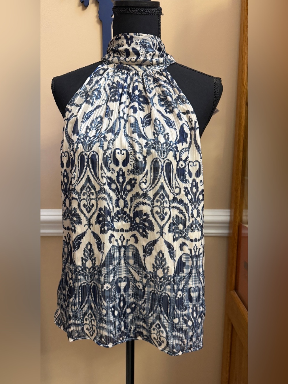 White House Black Market Paisley Tie Neck halter top